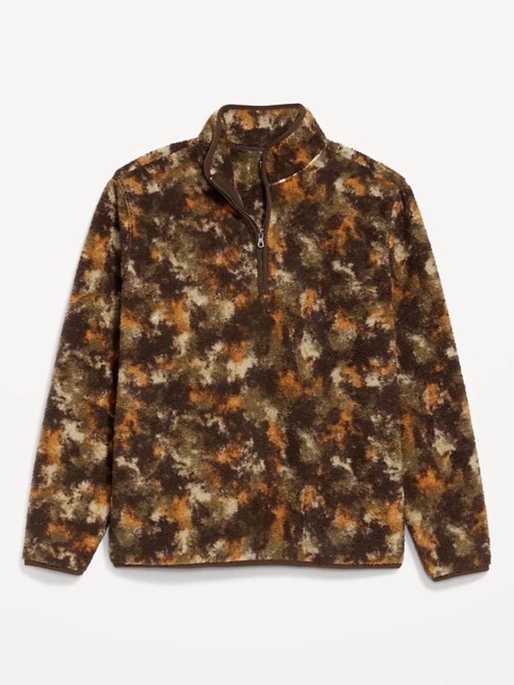 Old Navy Half-Zip Sherpa Pullover in Brown Multi-Print